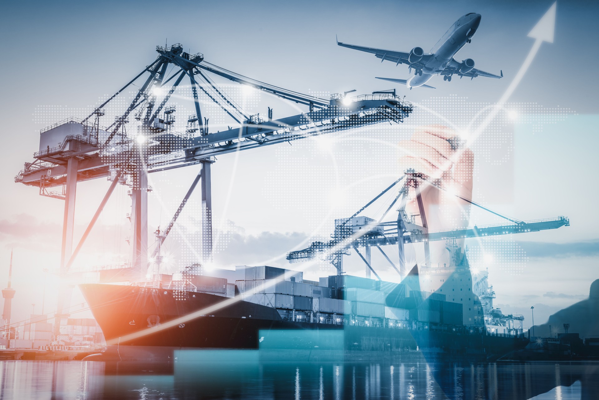 Business Logistic Transportation Container Shipping Terminal Loading Dock, Containers Import and Export of Freighter Transport Industrial. Maritime Port Shipment Cargo Shipyard of Logistics Industry